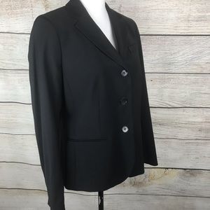 NWT Talbots wool blend solid black button front blazer jacket with pockets